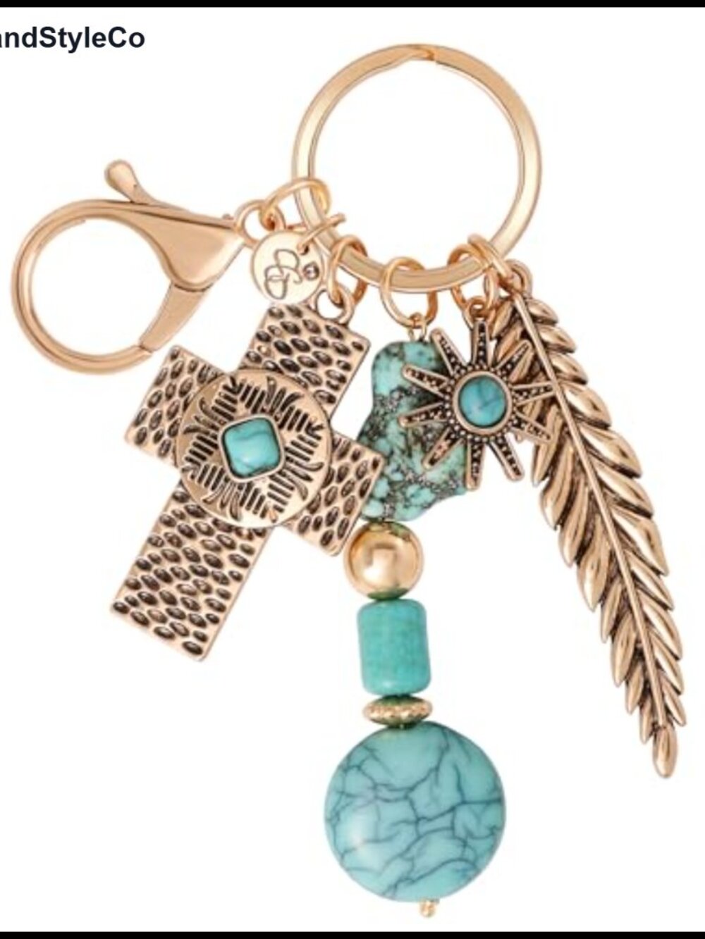 Turquoise Crystal Bag Charm Keychain Lobster Clip Purse Accessory